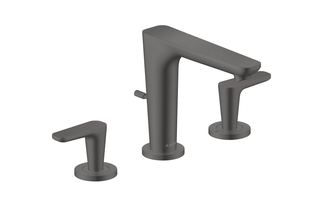 AXOR Citterio C 3-hole basin mixer 125 with pop-up waste set - cubic cut | Brushed Black Chrome  by  AXOR