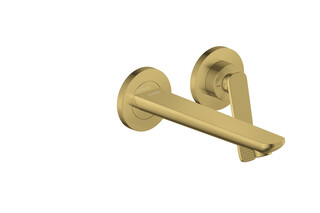 AXOR Citterio C Single lever basin mixer for concealed installation wall-mounted with spout 195 mm - cubic cut | Polished Gold Optic  by  AXOR