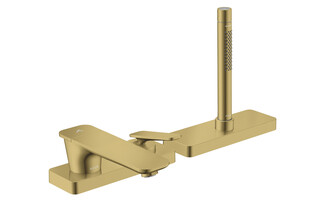 AXOR Citterio C 3-hole rim mounted single lever bath mixer with sBox | Polished Gold Optic  by  AXOR