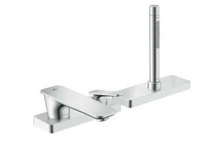 AXOR Citterio C 3-hole rim mounted single lever bath mixer with sBox - cubic cut  by  AXOR