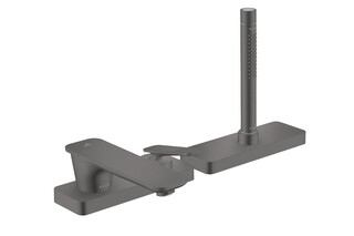 AXOR Citterio C 3-hole rim mounted single lever bath mixer with sBox - cubic cut | Brushed Black Chrome  by  AXOR