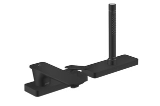 AXOR Citterio C 3-hole rim mounted single lever bath mixer with sBox - cubic cut | Matt black  by  AXOR