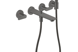 AXOR Citterio C 3-hole bath mixer for concealed installation wall-mounted with hand shower | Brushed Black Chrome  by  AXOR