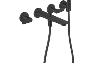 AXOR Citterio C 3-hole bath mixer for concealed installation wall-mounted with hand shower | Matt black  by  AXOR