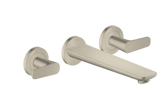 AXOR Citterio C 3-hole bath mixer for concealed installation wall-mounted - cubic cut | Brushed Nickel  by  AXOR