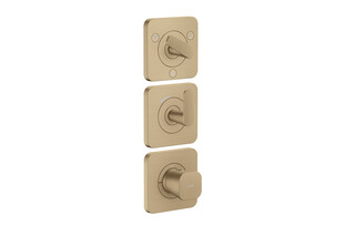 AXOR Citterio C Thermostatic module 380/120 for concealed installation with escutcheons for 3 functions - cubic cut | Brushed Bronze  by  AXOR