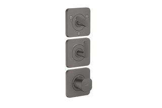 AXOR Citterio C Thermostatic module 380/120 for concealed installation with escutcheons for 3 functions - cubic cut | Brushed Black Chrome  by  AXOR
