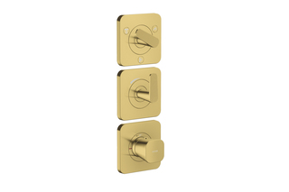 AXOR Citterio C Thermostatic module 380/120 for concealed installation with escutcheons for 3 functions - cubic cut | Polished Gold Optic  by  AXOR