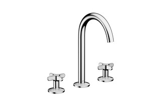 AXOR One 3-hole basin mixer 170 with cross handles and push-open waste set  by  AXOR