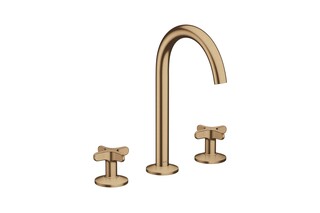 AXOR One 3-hole basin mixer 170 with cross handles and push-open waste set I Brushed Bronze  by  AXOR