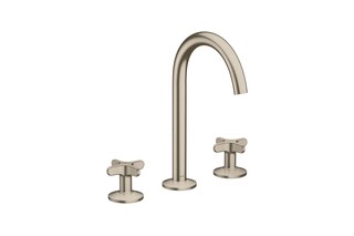 AXOR One 3-hole basin mixer 170 with cross handles and push-open waste set I Brushed Nickel  by  AXOR