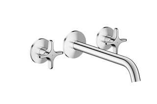 AXOR One 3-hole basin mixer for concealed installation wall-mounted with spout 220 mm and cross handles  by  AXOR