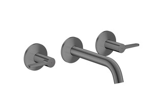 AXOR One 3-hole basin mixer for concealed installation wall-mounted with spout 160 mm and lever handles I Brushed Black Chrome  by  AXOR