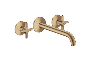 AXOR One 3-hole bath mixer for concealed installation wall-mounted with cross handles I Brushed Bronze  by  AXOR