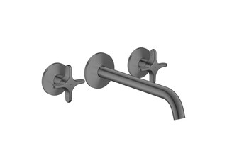 AXOR One 3-hole bath mixer for concealed installation wall-mounted with cross handles I Brushed Black Chrome  by  AXOR