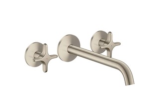AXOR One 3-hole bath mixer for concealed installation wall-mounted with cross handles I Brushed Nickel  by  AXOR