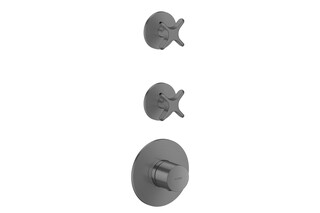 AXOR One Thermostatic module for concealed installation for 2 functions with cross handle I Brushed Black Chrome  by  AXOR