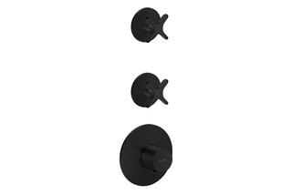 AXOR One Thermostatic module for concealed installation for 2 functions with cross handle I Matt Black  by  AXOR