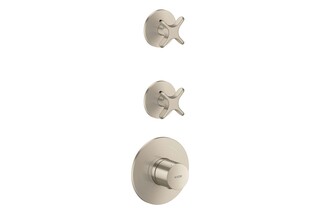 AXOR One Thermostatic module for concealed installation for 2 functions with cross handle I Brushed Nickel  by  AXOR