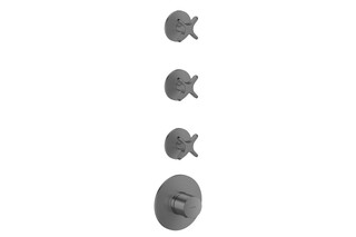 AXOR One Thermostatic module for concealed installation for 3 functions with cross handle I Brushed Black Chrome  by  AXOR