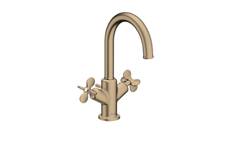 AXOR Archivio 2-Griff Waschtischarmatur 170 mit Kreuzgriffen und Zugstangen-Ablaufgarnitur | Brushed Bronze