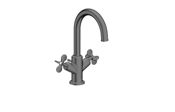 AXOR Archivio 2-Griff Waschtischarmatur 170 mit Kreuzgriffen und Zugstangen-Ablaufgarnitur | Brushed Black Chrome