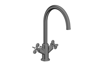 AXOR Archivio 2-Griff Waschtischarmatur 210 mit Kreuzgriffen und Zugstangen-Ablaufgarnitur | Brushed Black Chrome