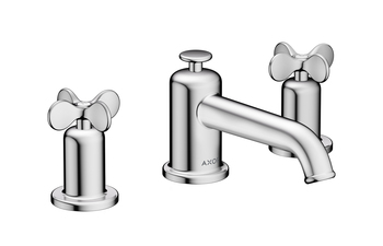 AXOR Archivio 3-Loch Waschtischarmatur 30 mit Kreuzgriffen und Zugstangen-Ablaufgarnitur