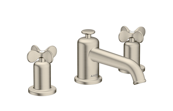 AXOR Archivio 3-Loch Waschtischarmatur 30 mit Kreuzgriffen und Zugstangen-Ablaufgarnitur | Brushed Nickel
