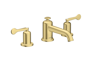 AXOR Archivio 3-Loch Waschtischarmatur 30 mit Hebelgriffen und Zugstangen-Ablaufgarnitur | Brushed Brass