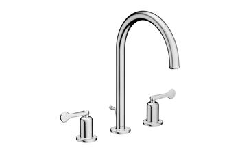 AXOR Archivio 3-Loch Waschtischarmatur 190 mit Hebelgriffen und Zugstangen-Ablaufgarnitur