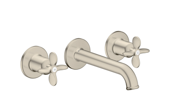 AXOR Archivio 3-Loch Waschtischarmatur Unterputz für Wandmontage mit Auslauf 160 mm und Kreuzgriffen | Brushed Nickel