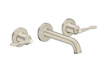 AXOR Archivio 3-Loch Waschtischarmatur Unterputz für Wandmontage mit Auslauf 160 mm und Hebelgriffen | Brushed Nickel