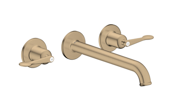 AXOR Archivio 3-Loch Waschtischarmatur Unterputz für Wandmontage mit Auslauf 220 mm und Hebelgriffen | Brushed Bronze