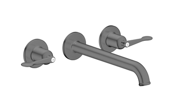 AXOR Archivio 3-Loch Waschtischarmatur Unterputz für Wandmontage mit Auslauf 220 mm und Hebelgriffen | Brushed Black Chrome