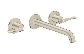 AXOR Archivio 3-Loch Waschtischarmatur Unterputz für Wandmontage mit Auslauf 220 mm und Hebelgriffen | Brushed Nickel