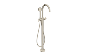 AXOR Archivio 2-Griff Wannenmischer bodenstehend mit Kreuzgriffen | Brushed Nickel