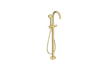 AXOR Archivio 2-Griff Wannenmischer bodenstehend mit Kreuzgriffen | Brushed Brass