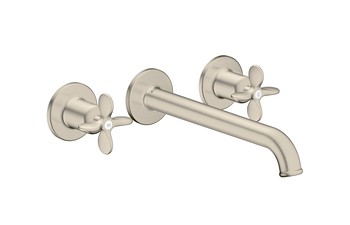 AXOR Archivio 3-Loch Wannenarmatur Unterputz für Wandmontage mit Kreuzgriffen | Brushed Nickel
