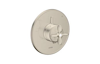 AXOR Archivio Thermostat Unterputz für 2 Verbraucher mit Kreuzgriff und integrierter Sicherungskombi nach EN1718 | Brushed Nickel