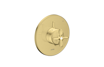 AXOR Archivio Thermostat Unterputz für 2 Verbraucher mit Kreuzgriff und integrierter Sicherungskombi nach EN1718 | Brushed Brass
