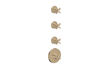 AXOR Archivio Thermostatmodul Unterputz für 3 Verbraucher mit Kreuzgriffen | Brushed Bronze