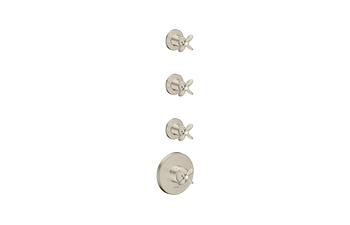 AXOR Archivio Thermostatmodul Unterputz für 3 Verbraucher mit Kreuzgriffen | Brushed Nickel