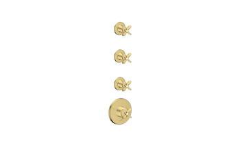 AXOR Archivio Thermostatmodul Unterputz für 3 Verbraucher mit Kreuzgriffen | Brushed Brass