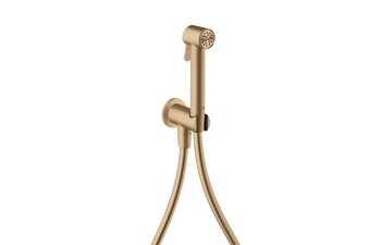 AXOR Bidette Showers Bidette Handbrause 1jet rund für Kaltwasser mit Brausehalter und Brauseschlauch 1,25 m I Brushed Bronze