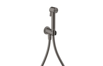AXOR Bidette Showers Bidette Handbrause 1jet rund für Kaltwasser mit Brausehalter und Brauseschlauch 1,25 m Brushed Black Chrome