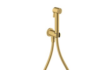 AXOR Bidette Showers Bidette Handbrause 1jet rund für Kaltwasser mit Brausehalter und Brauseschlauch 1,25 m I Polished Gold Optic