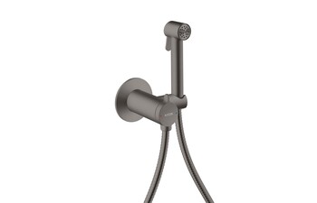 AXOR Bidette Showers Bidette Handbrause 1jet rund für Mischwasser mit Brausehalter und Brauseschlauch 1,25 m I Brushed Black Chrome