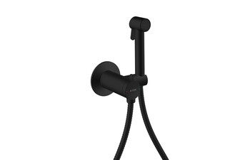 AXOR Bidette Showers Bidette Handbrause 1jet rund für Mischwasser mit Brausehalter und Brauseschlauch 1,25 m I Mattschwarz