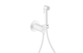 AXOR Bidette Showers Bidette Handbrause 1jet rund für Mischwasser mit Brausehalter und Brauseschlauch 1,25 m I Mattweiß